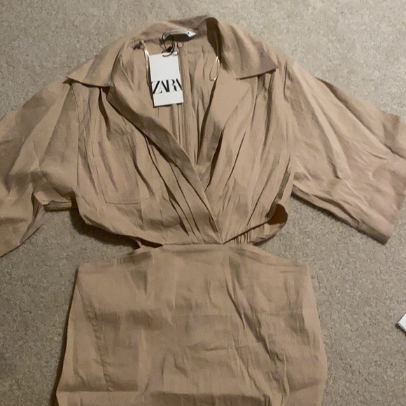 ZARA TAN CUTOUT DRESS BRAND NEW - Picture 12 of 15